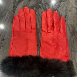 Red Rabbit Fur Gloves